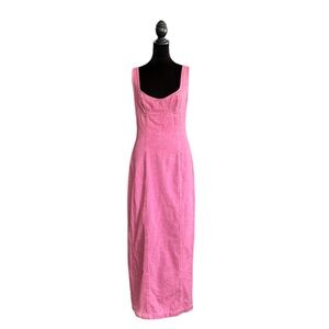 Small Forever21 Cherry Mellow Pink Twill Bustier Slit Midi Dress